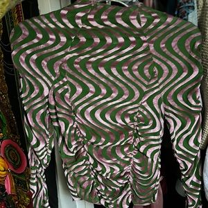 Groovy urban outfitters mesh swirl top green pink trendy funky trippy